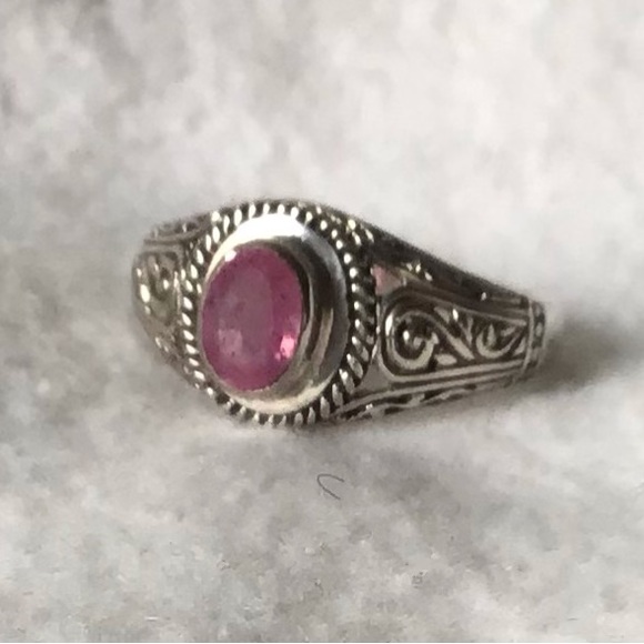 Pink Sapphire Ring in Artisan Sterling Silver - Picture 5 of 8